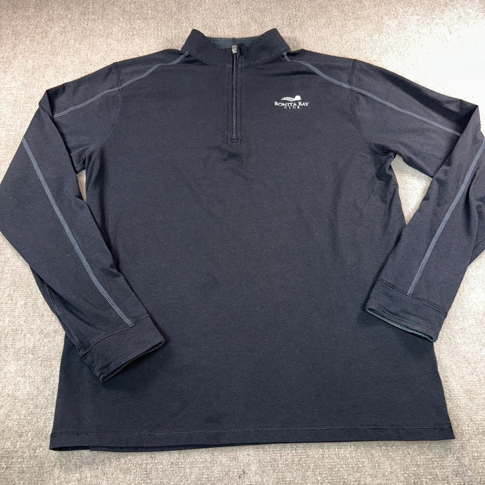 Tasc Performance Mens Bamboo Quarter Zip Pullover Black Bonita Bay Club Medium